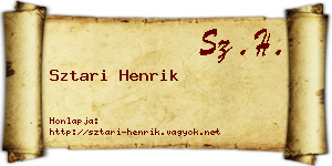 Sztari Henrik névjegykártya